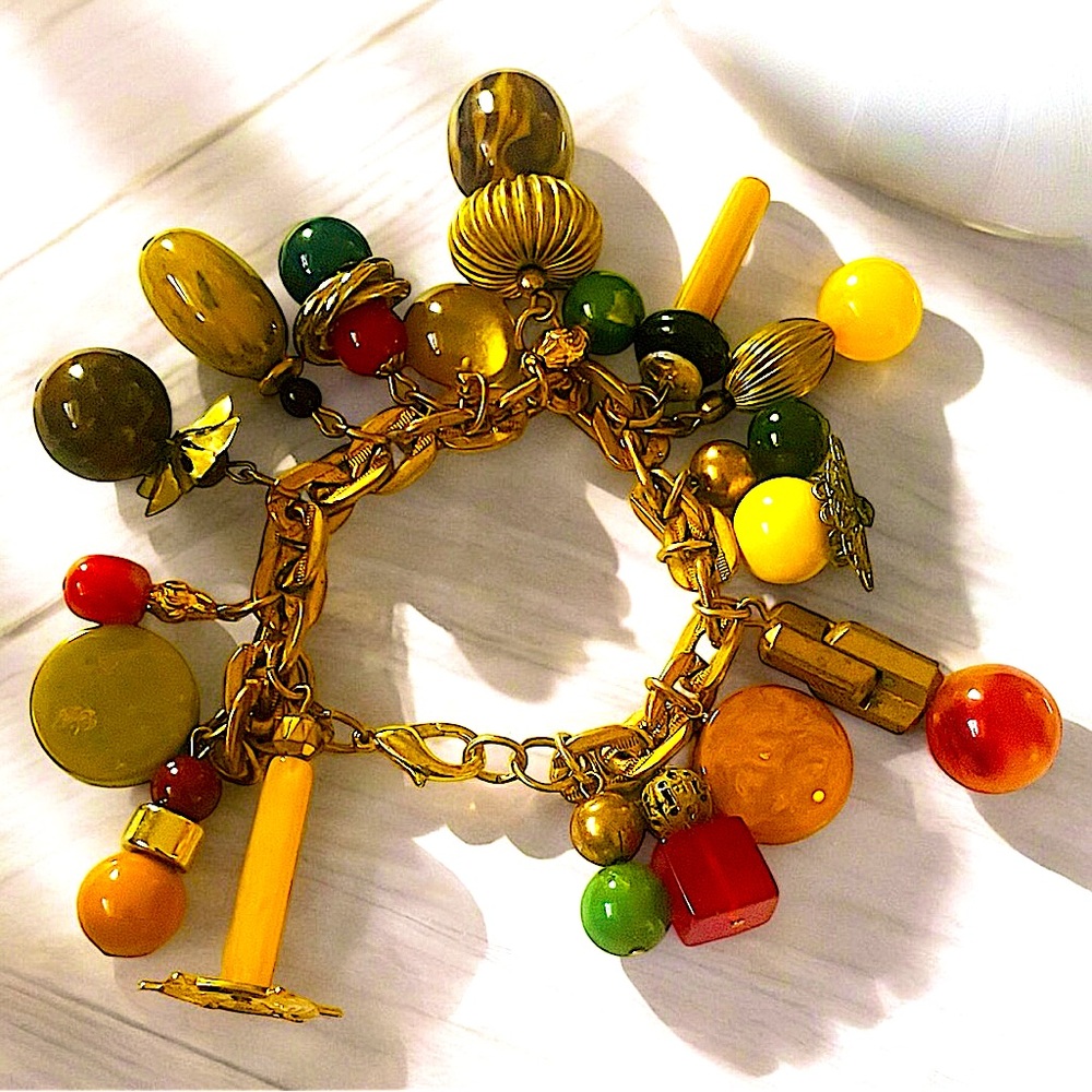 Art Deco Bakelite Charm Bracelet